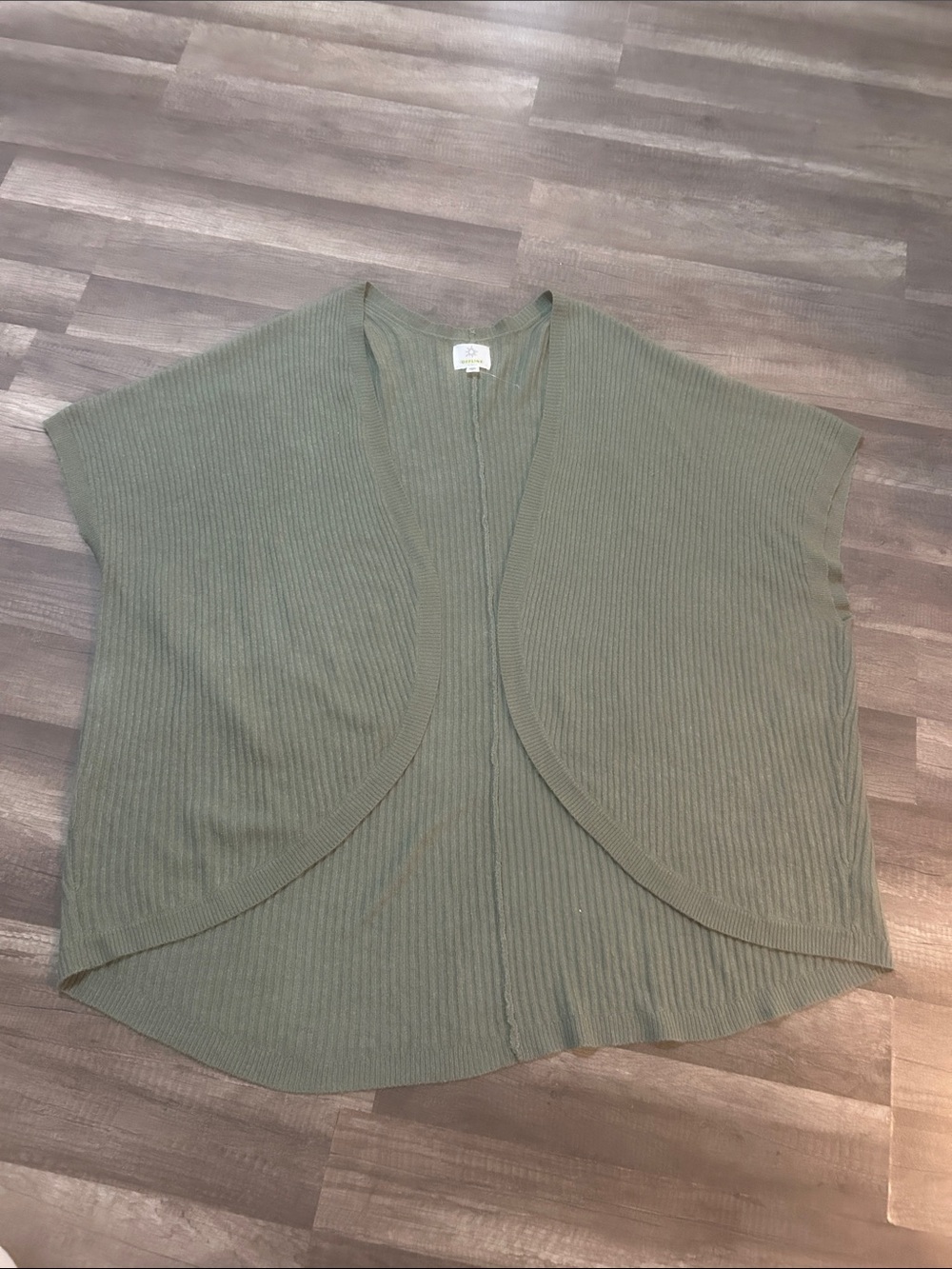 aerie Women’s Cardigan Olive Green Ribbed Open Front Oversized Short Sleeve L/XL